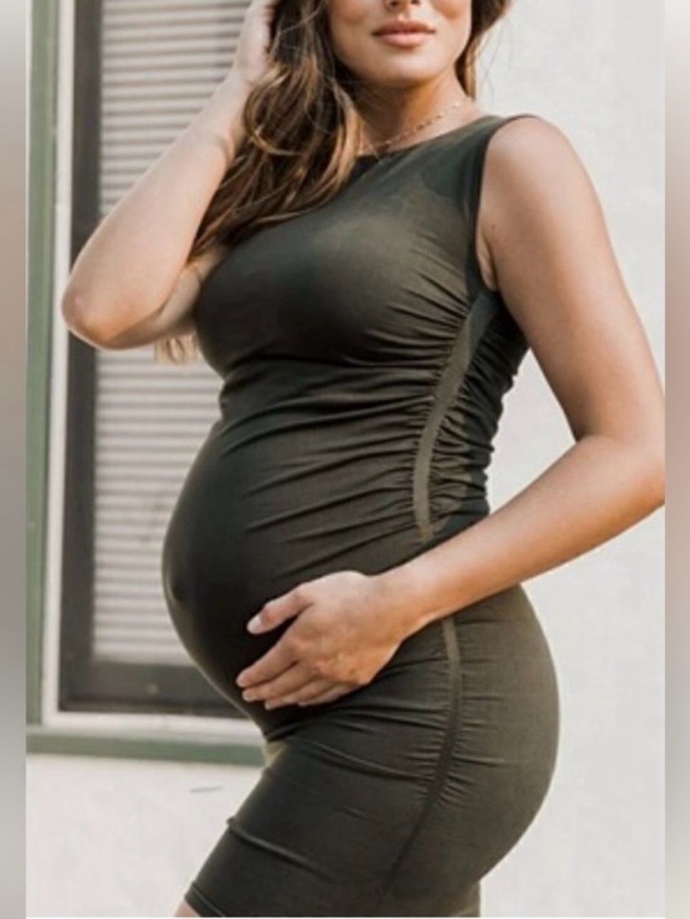 Blanqi Everyday Olive Sleeveless Maternity Tank Dress